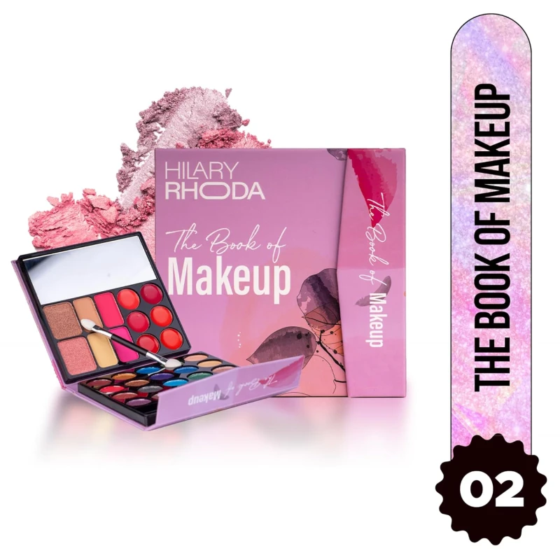 Hilary Rhoda The Book of Makeup | 20 Eyeshadows | 2 Highlighters | 2 Blushes | 2 Contours | 6 Cream Lip Glosses | Dual Ended Brush | Long Lasting | Blends Easily- 23.4g (Shade 2) thumbnail 2